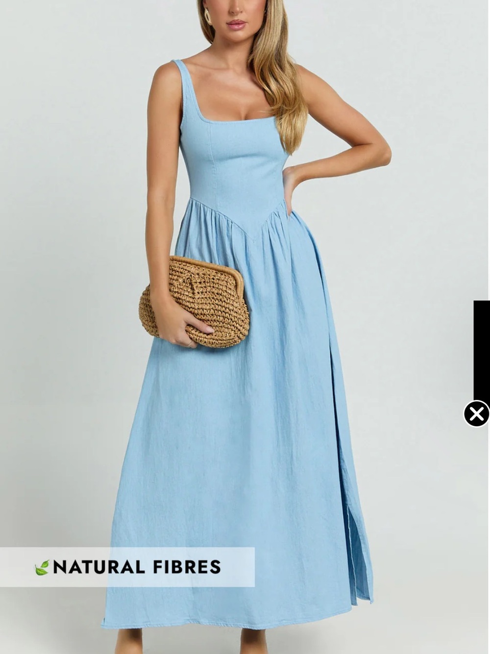 Light Blue Sleeveless Square Neck Maxi Dress- SHOWPO